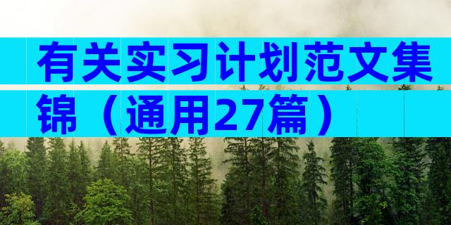 有关实习计划范文集锦（通用27篇）
