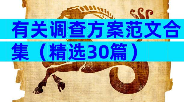 有关调查方案范文合集（精选30篇）