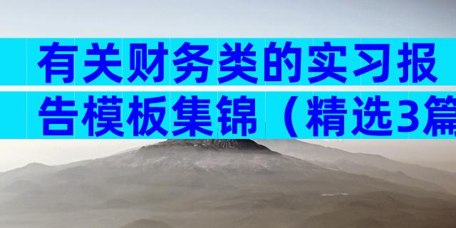有关财务类的实习报告模板集锦（精选3篇）