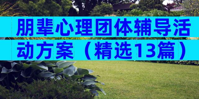 朋辈心理团体辅导活动方案（精选13篇）