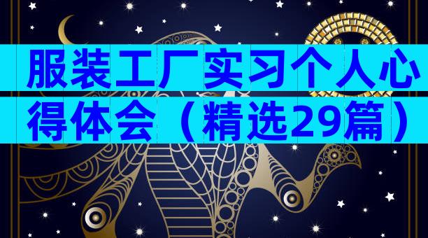 服装工厂实习个人心得体会（精选29篇）
