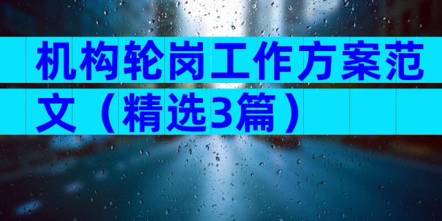 机构轮岗工作方案范文（精选3篇）