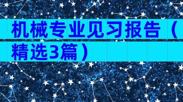 机械专业见习报告（精选3篇）