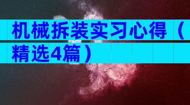 机械拆装实习心得（精选4篇）