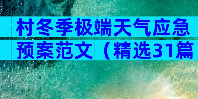 村冬季极端天气应急预案范文（精选31篇）