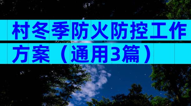 村冬季防火防控工作方案（通用3篇）