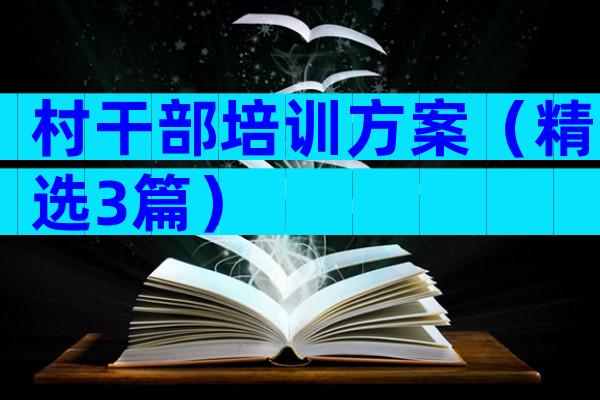 村干部培训方案（精选3篇）