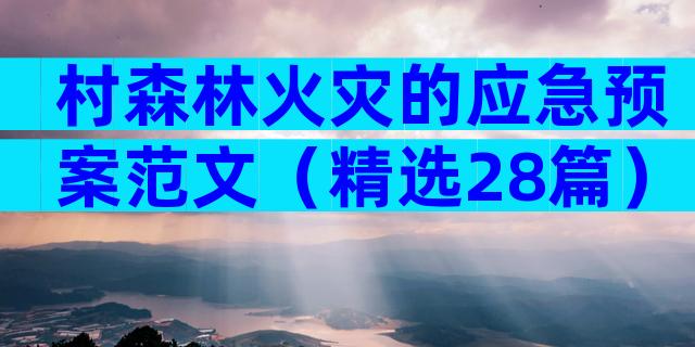 村森林火灾的应急预案范文（精选28篇）