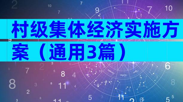 村级集体经济实施方案（通用3篇）