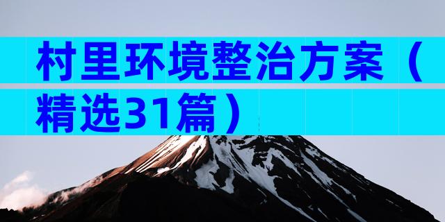 村里环境整治方案（精选31篇）