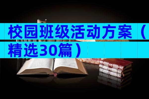 校园班级活动方案（精选30篇）