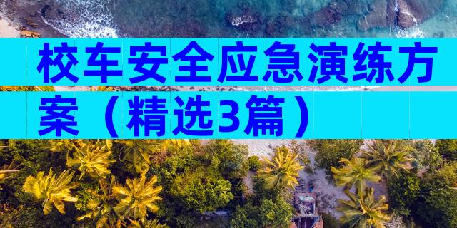 校车安全应急演练方案（精选3篇）