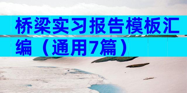 桥梁实习报告模板汇编（通用7篇）