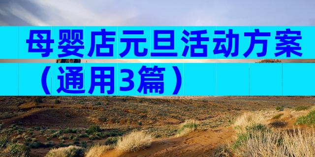 母婴店元旦活动方案（通用3篇）