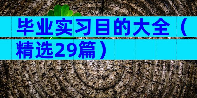 毕业实习目的大全（精选29篇）