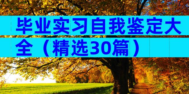 毕业实习自我鉴定大全（精选30篇）