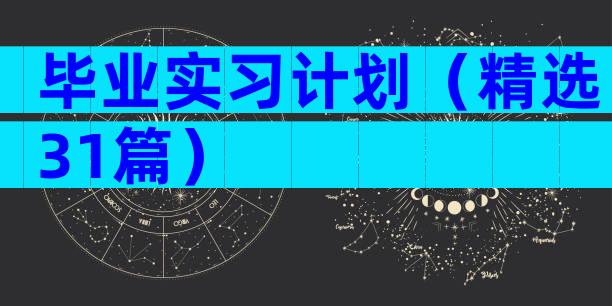 毕业实习计划（精选31篇）