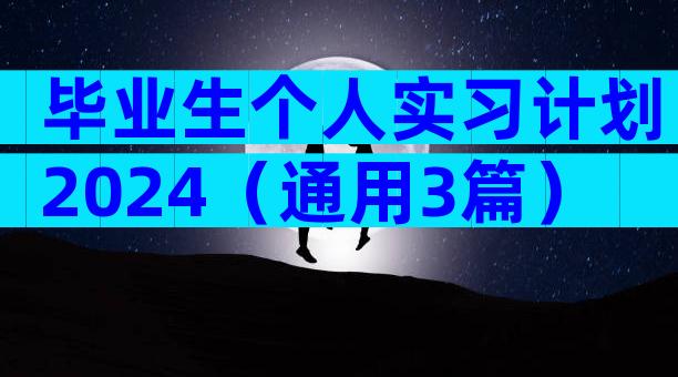 毕业生个人实习计划2024（通用3篇）
