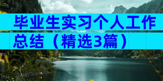 毕业生实习个人工作总结（精选3篇）