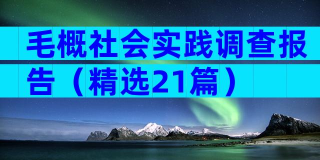 毛概社会实践调查报告（精选21篇）