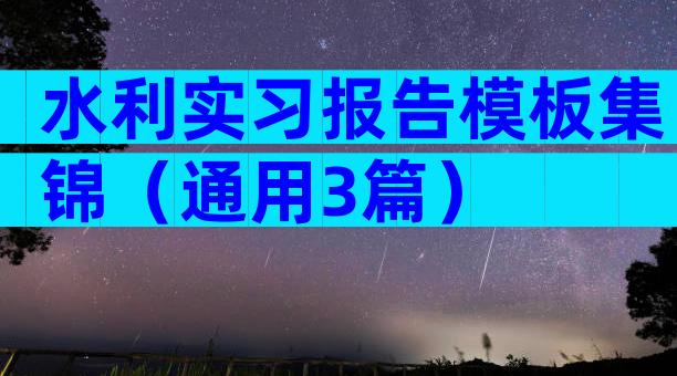 水利实习报告模板集锦（通用3篇）