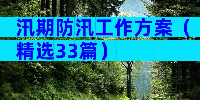 汛期防汛工作方案（精选33篇）