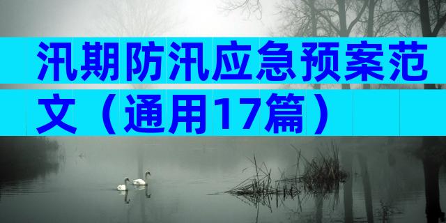 汛期防汛应急预案范文（通用17篇）