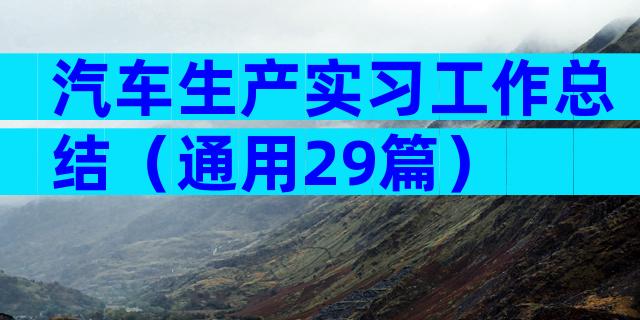 汽车生产实习工作总结（通用29篇）