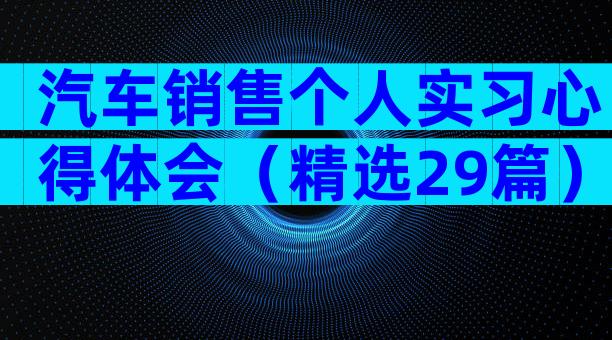 汽车销售个人实习心得体会（精选29篇）