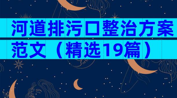 河道排污口整治方案范文（精选19篇）