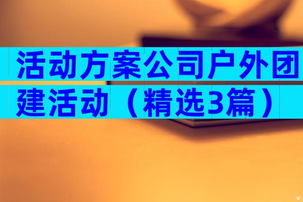活动方案公司户外团建活动（精选3篇）