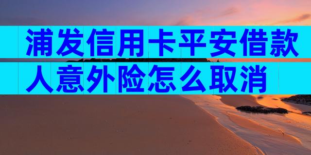 浦发信用卡平安借款人意外险怎么取消