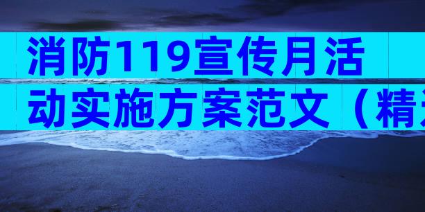 消防119宣传月活动实施方案范文（精选30篇）