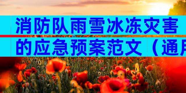 消防队雨雪冰冻灾害的应急预案范文（通用4篇）