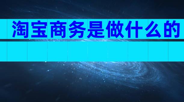 淘宝商务是做什么的
