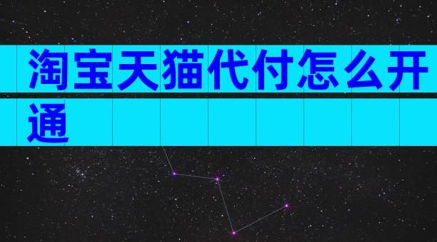 淘宝天猫代付怎么开通