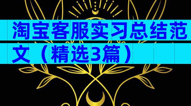 淘宝客服实习总结范文（精选3篇）