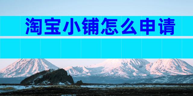 淘宝小铺怎么申请