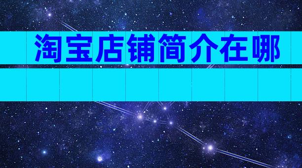 淘宝店铺简介在哪