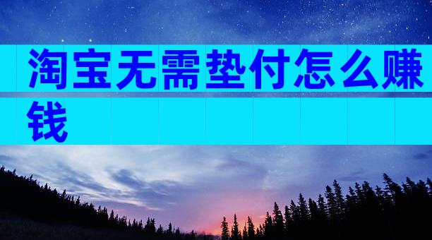 淘宝无需垫付怎么赚钱