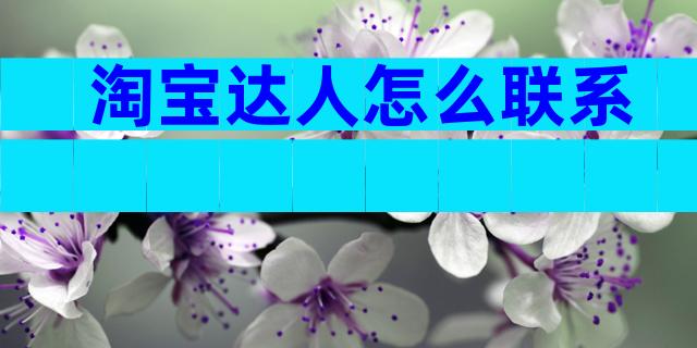 淘宝达人怎么联系