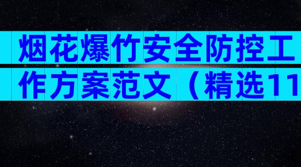 烟花爆竹安全防控工作方案范文（精选11篇）
