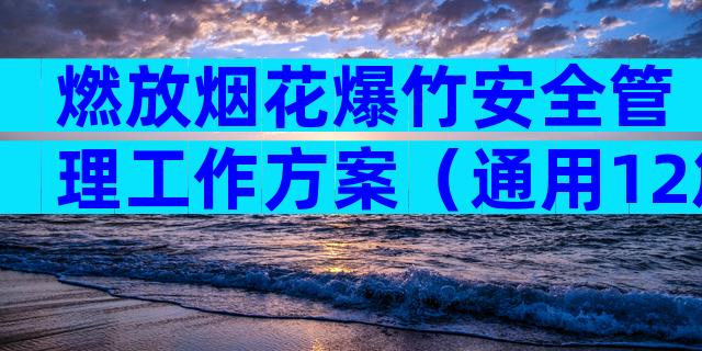 燃放烟花爆竹安全管理工作方案（通用12篇）