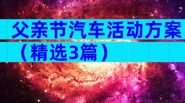父亲节汽车活动方案（精选3篇）