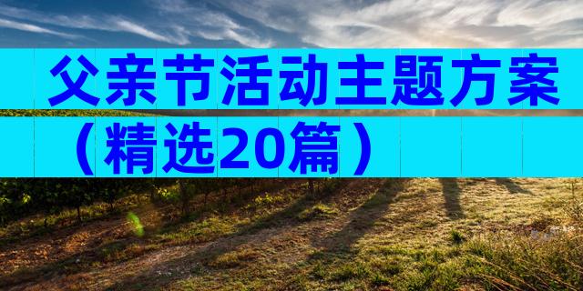 父亲节活动主题方案（精选20篇）
