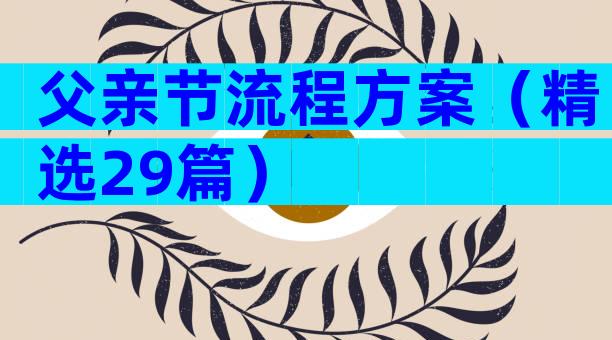 父亲节流程方案（精选29篇）