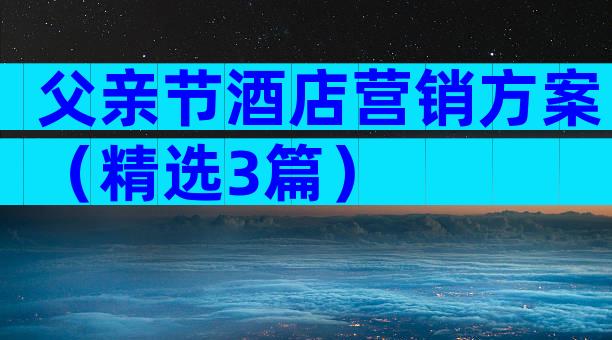 父亲节酒店营销方案（精选3篇）