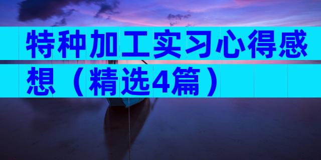 特种加工实习心得感想（精选4篇）