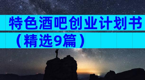 特色酒吧创业计划书（精选9篇）