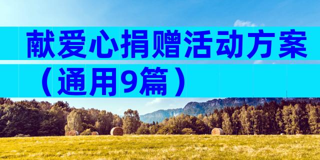 献爱心捐赠活动方案（通用9篇）